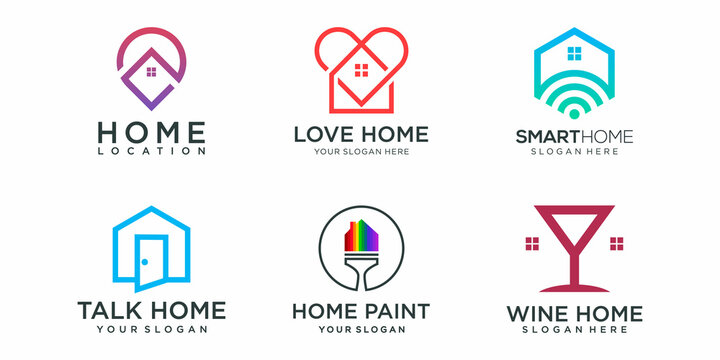home combined logo icon set. creative house logo design template.