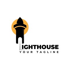 Lighthouse Searchlight Beacon Tower Island Beach Coast Simple Line Art logo design inspiration

