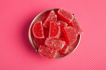 Colored many Marmalade sweets or Jelly candies.
