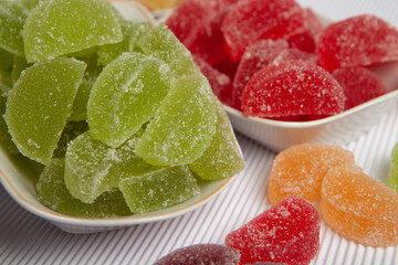 Colored many Marmalade sweets or Jelly candies.

