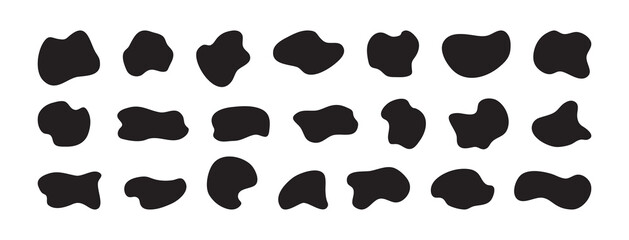 Blob organic irregular shape vector, black random melt spot set isolated on white background. Abstract geometric illustration