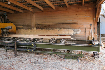 Equipment for processing and sawing wood at a sawmill. Timber industry