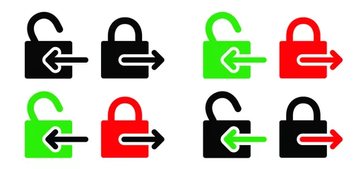 Foto auf Leinwand Patlock, external, exit or entrance link symbol. Hyperlink chain icon. Download, share, and load pictogram. Flat label vector. Open page icon. Logout and output, web or website sign. Lock or unlock. © MarkRademaker