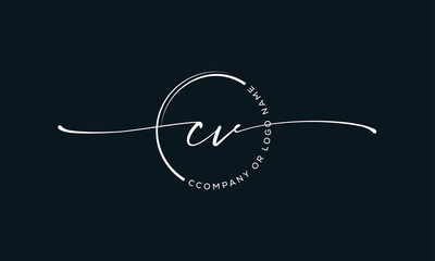 C V Initial handwriting signature logo, initial signature, elegant logo design
vector template.
