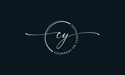 C Y Initial handwriting signature logo, initial signature, elegant logo design
vector template.
