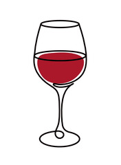 Drawing line wineglass on the white background
