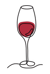 Drawing line wineglass on the white background