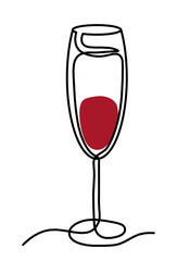 Drawing line wineglass on the white background