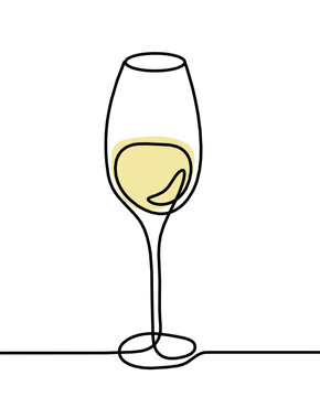 Drawing line wineglass on the white background