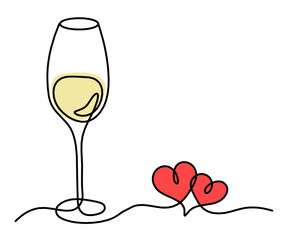 Drawing line wineglass on the white background