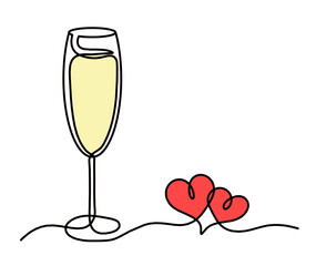 Drawing line wineglass on the white background