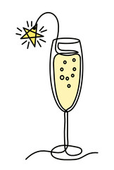 Drawing line wineglass on the white background