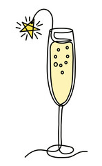 Drawing line wineglass on the white background