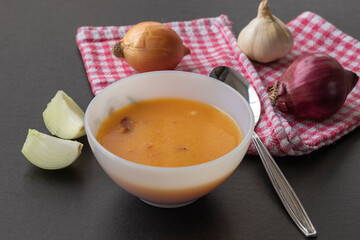 Traditional delicious Turkish soup; Turkish name; Tarhana  corbasi