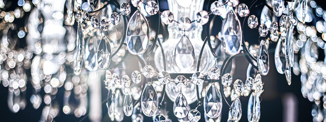 Crystal glass chandelier as home decor, interior design and luxury furniture detail, holiday...