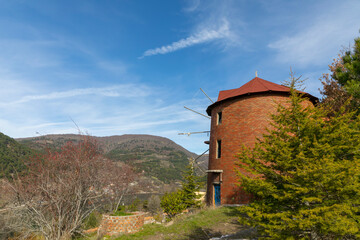 Fototapeta premium a tile-colored mill in the forest, Bolu, Turkey
