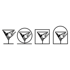 glass and fish logo vector icon