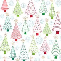 vector christmas trees colorful allover seamless pattern background