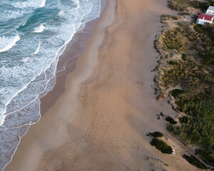 Drone Shot Ocean and Beach