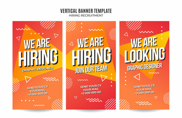 Vertical web banner vacancy template retro gradients colorful abstract blurry