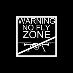 Drone ban zone sign isolated on dark background