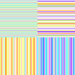 Set of seamless colored patterns with stripes. Light colors. Abstract geometric wallpaper of the surface. Striped backgrounds. Print for polygraphy, posters, t-shirts and textiles. Doodles for work