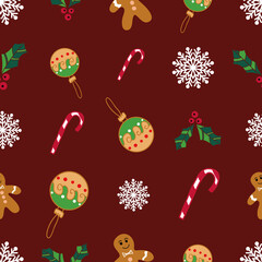 vector red happy christmas allover seamless pattern background