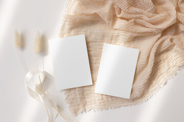 RSVP card mockup on being background 