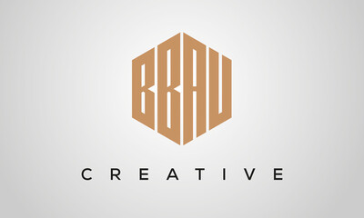 letters BBAU creative polygon hexagon logo victor template