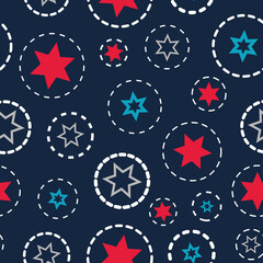 vector basic stars allover blue dots seamless pattern background