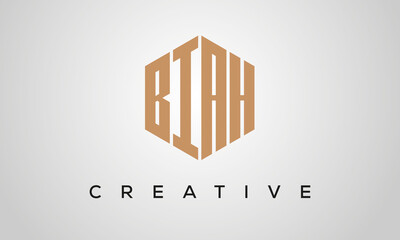 letters BIAH creative polygon hexagon logo victor template