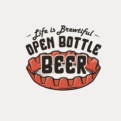 Beer metal cap for print. Original brew design of beer cork for bar