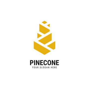 Pine conifer cone luxury elegant logo design vecto