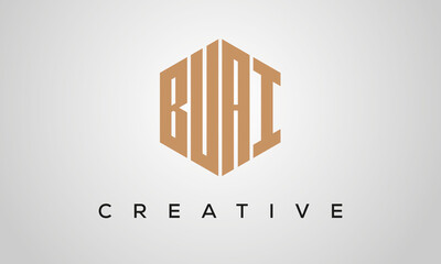 letters BUAI creative polygon hexagon logo victor template	