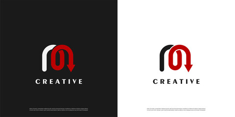letter M logo arrow design, Minimalist M initial based vector icon