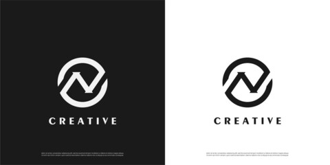 letter N logo line design, Minimalist N initial based vector icon