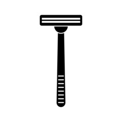 Black razor vector icon. Men's shaving razor isolated vector icon. Silhouette illustration.