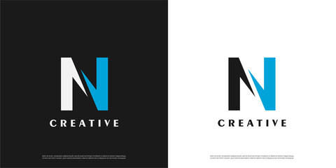 letter N logo arrow design, Minimalist N initial based vector icon