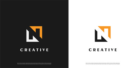 letter N logo line arrow design, Minimalist N initial based vector icon
