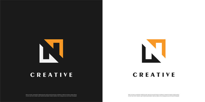 letter N logo line arrow design, Minimalist N initial based vector icon