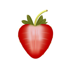 Close-Up Of Strawberry Slice Over White Background