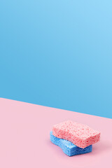 Minimal creative composition with sponges for dishwashing