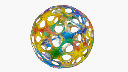 sphere with cutouts and holes on a white background. 3d render illustration