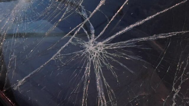 Broken Windshield Car Traffic Accident Windscreen Damage Night