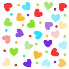 Fototapeta na wymiar Set of multi-colored hearts Children's background 