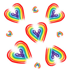 Obraz premium Vector seamless pattern Pride lgbt pixel color heart Valentines Day retro card