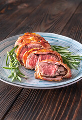 Bacon-wrapped beef steack