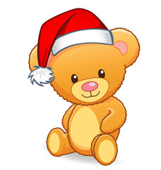 cute cuddly teddy bear with santa hat