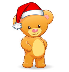 cute cuddly teddy bear with santa hat