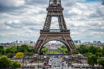 Fototapeta na wymiar View of the Eiffel Tower from Trocadero Garden, Paris